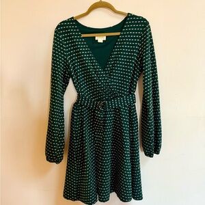 Green & White Maeve Faux Wrap Dress